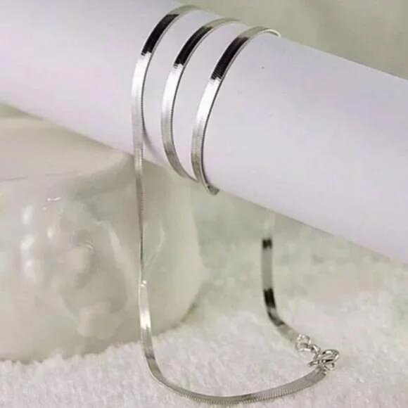 NEW “20” 925 STERLING SILVER SNAKE FLATE NECKLACE, NICE NECKLACE, CUTE NECKLACE - Picture 3 of 7